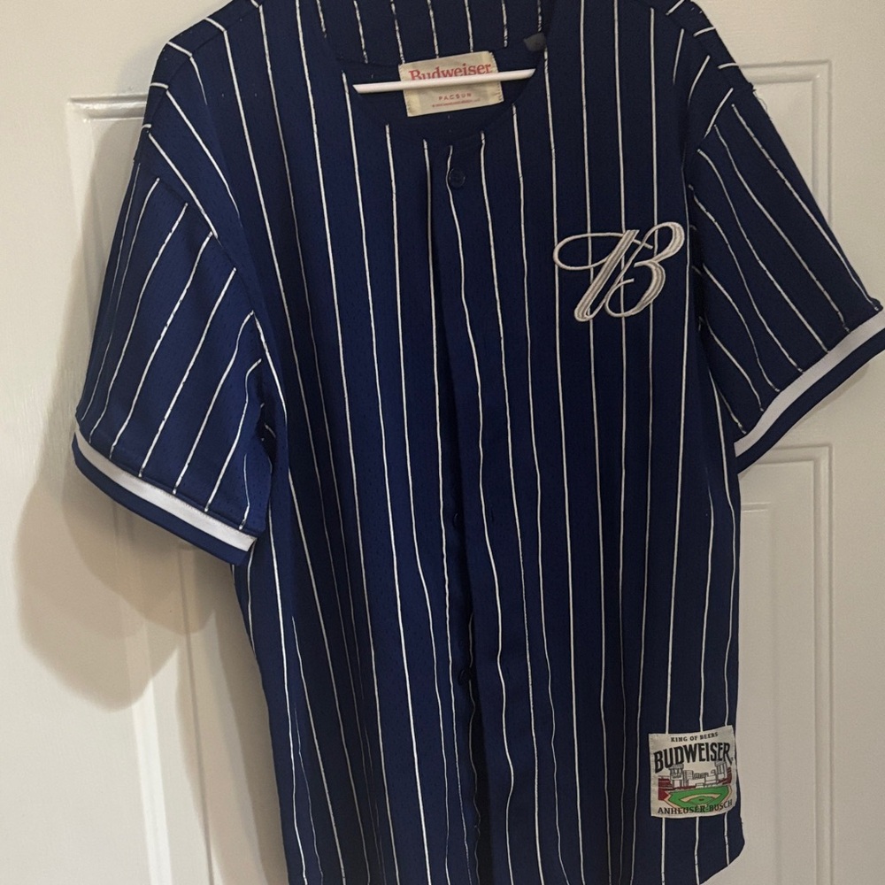 Budweiser Navy Pinstripe Jersey